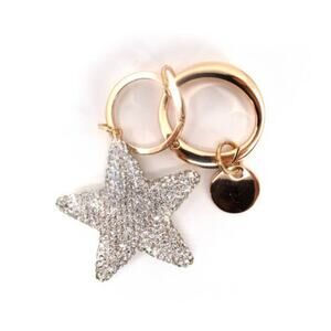 Silver Rhinestone Star Key Ring Bag Charm